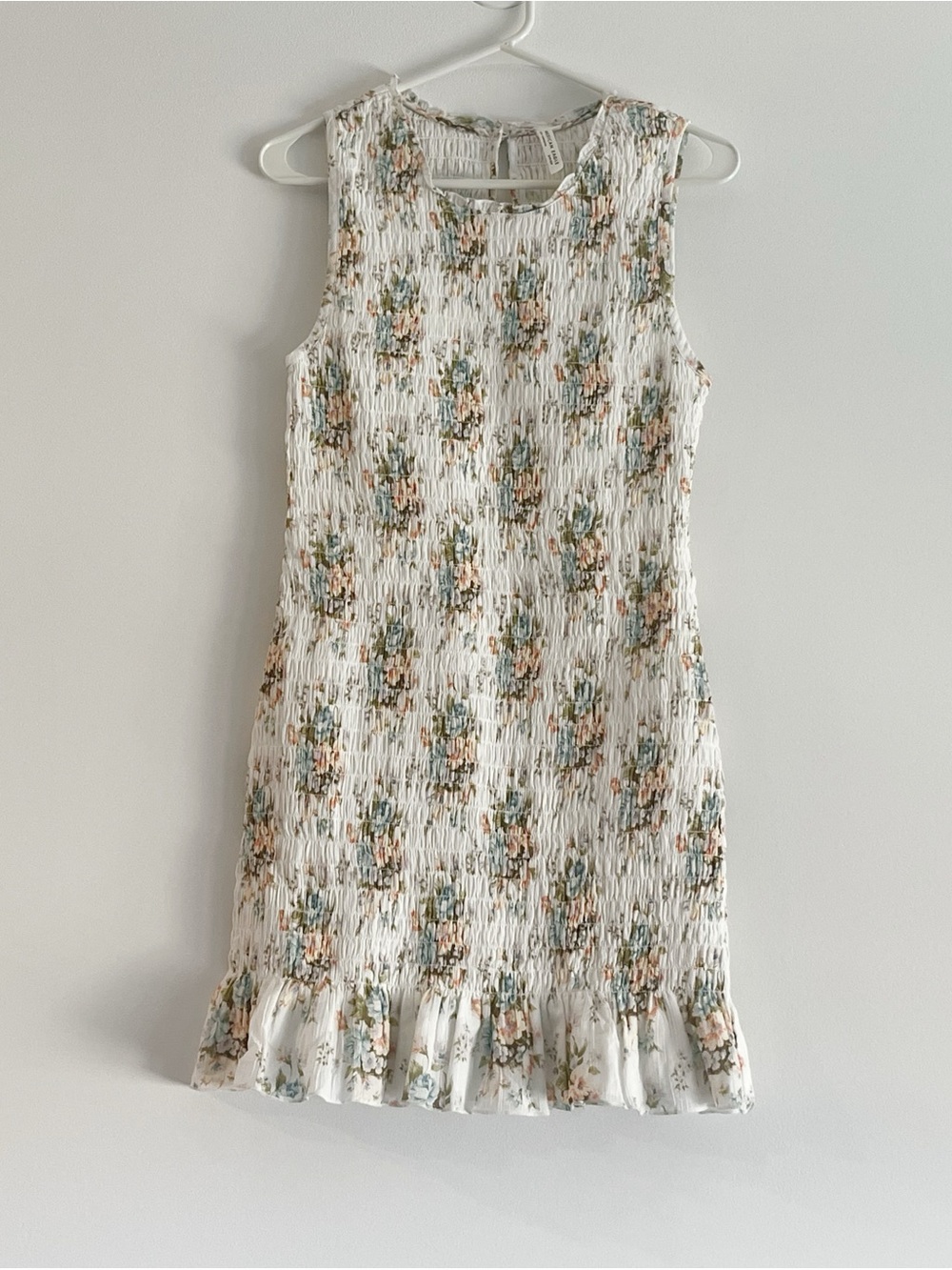 American Eagle Outfitters White Floral Smocked Midi Dress